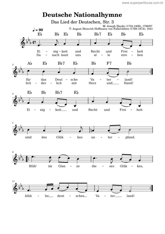 Partitura da música Nationalhymne-Deu