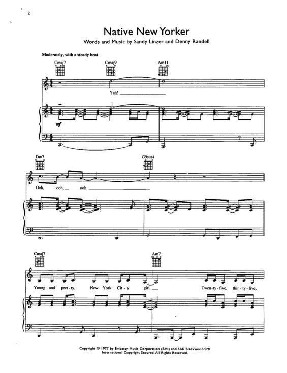 Partitura da música Native New Yorker