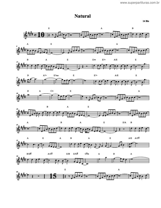 Partitura da música Natural