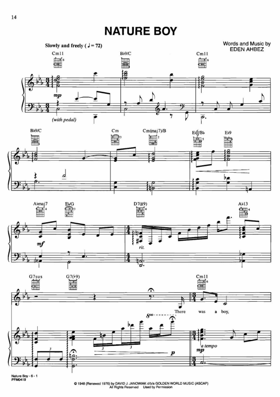 Partitura da música Nature Boy