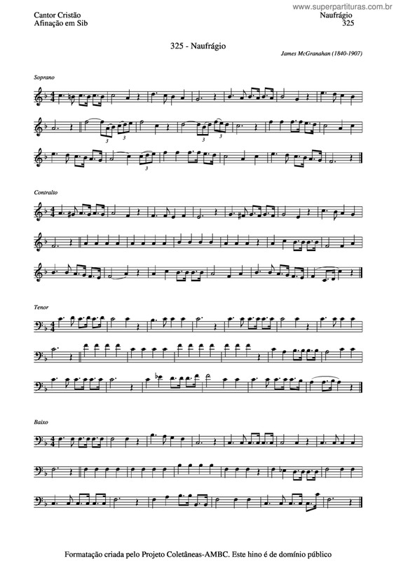 Partitura da música Naufrágio v.2