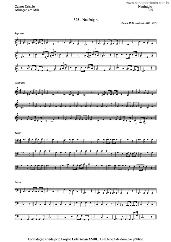 Partitura da música Naufrágio v.3