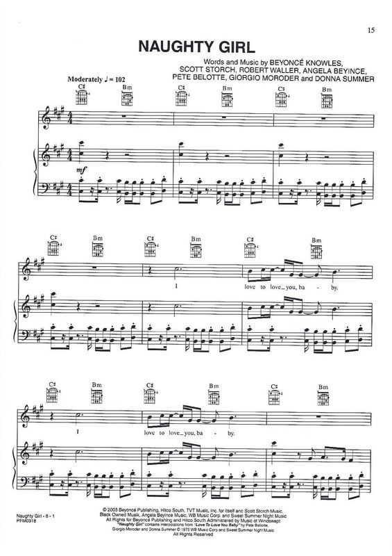 Partitura da música Naughty Girl v.2