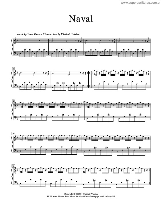 Partitura da música Naval v.2