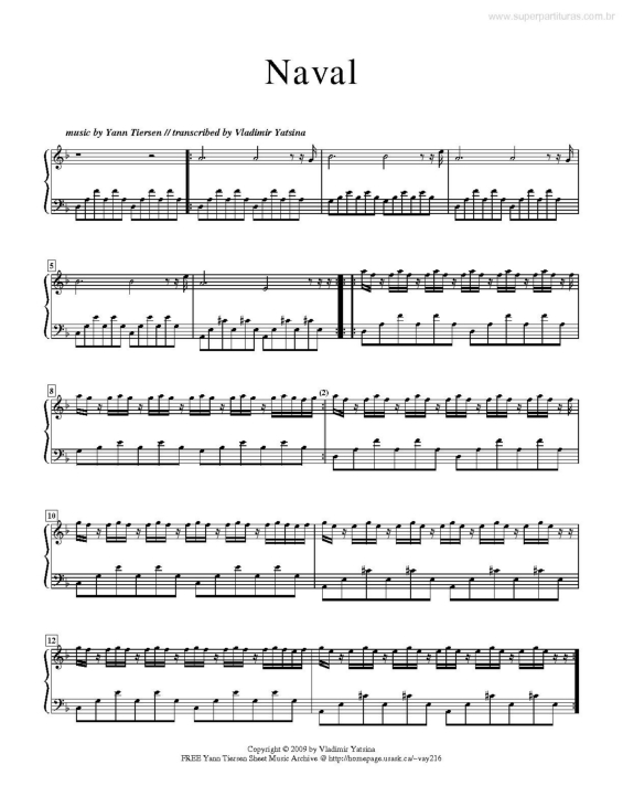 Partitura da música Naval