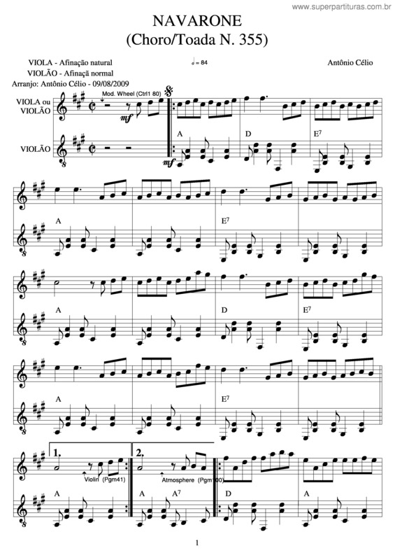 Partitura da música Navaronen