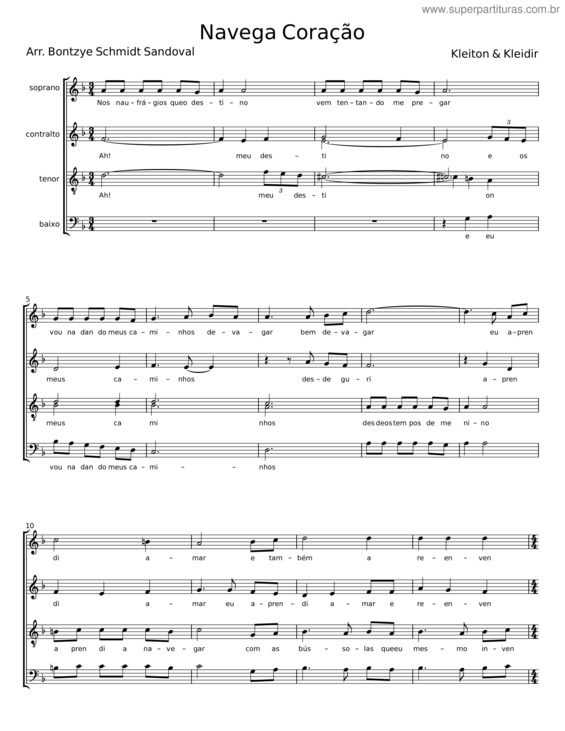 Partitura da música Navega Coração