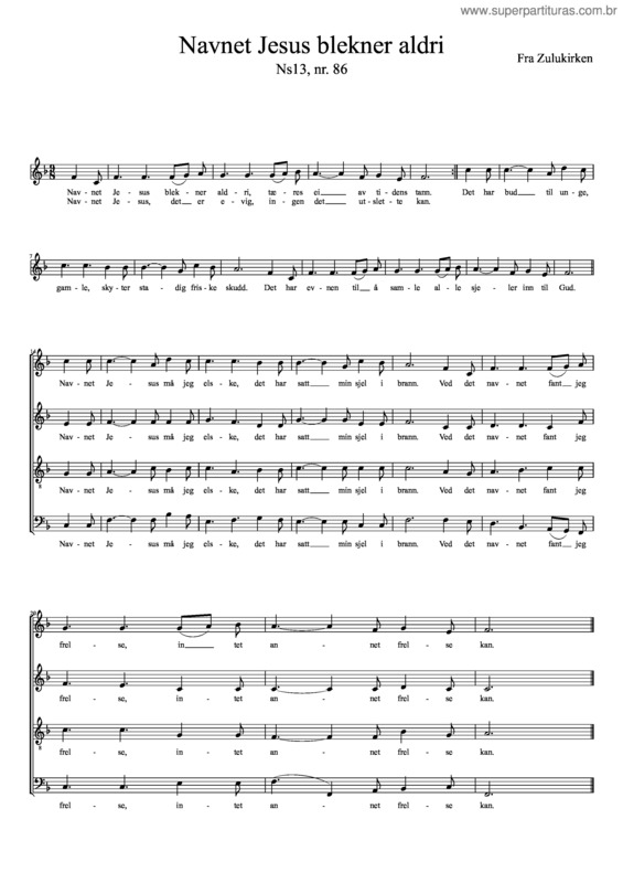 Partitura da música Navnet Jesus Blekner Aldri