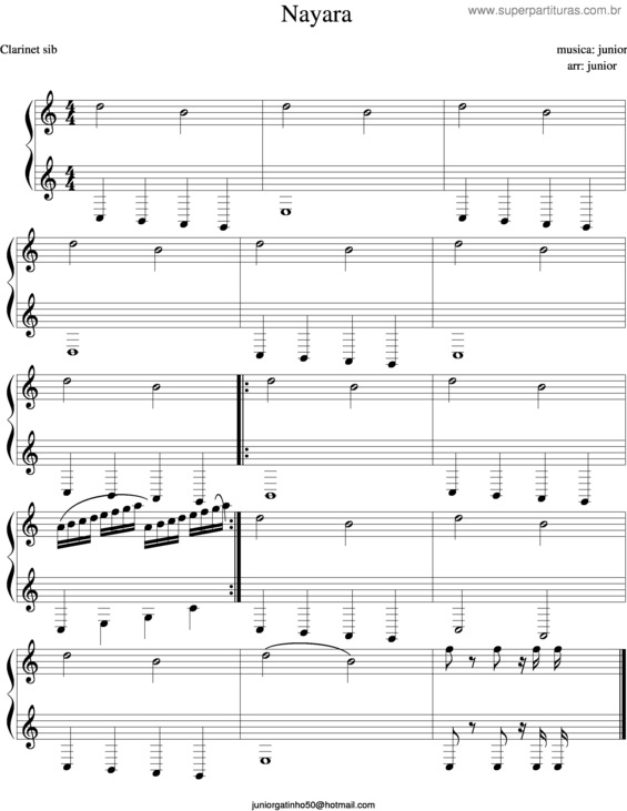 Partitura da música Nayara