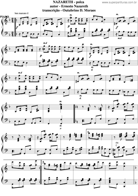 Partitura da música Nazareth