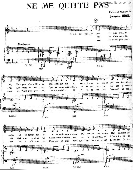 Partitura da música Ne Me Quitte Pas v.3