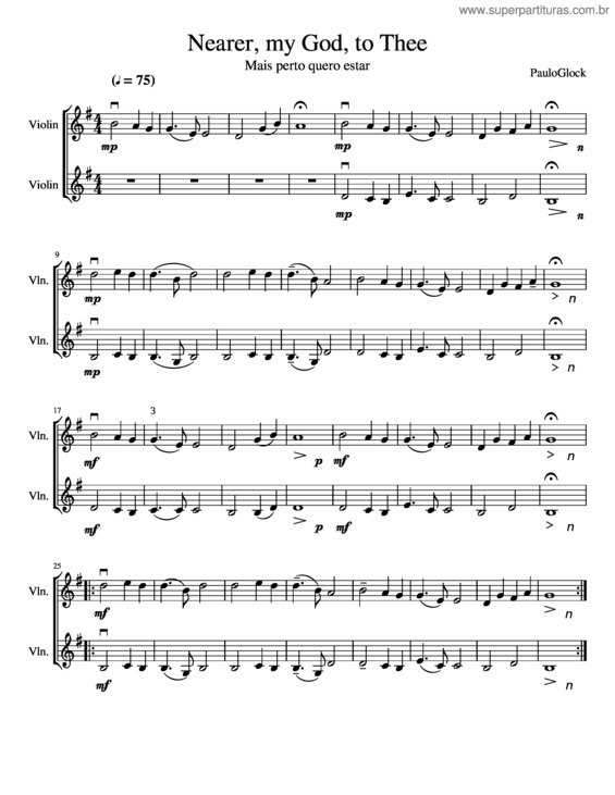 Partitura da música Nearer, My God, To Thee