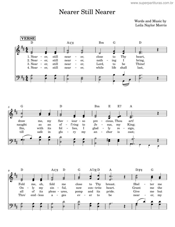 Partitura da música Nearer, Still Nearer – For Beginner Orchestra.