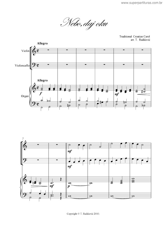 Partitura da música Nebo, daj oku