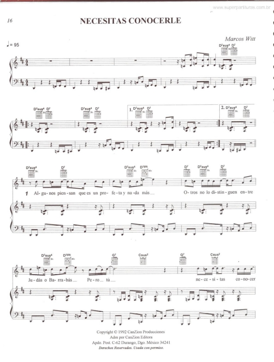 Partitura da música Necesitas Conocerle