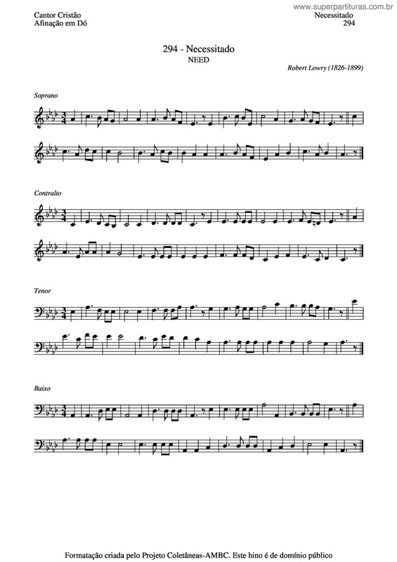 Partitura da música Necessitado v.2