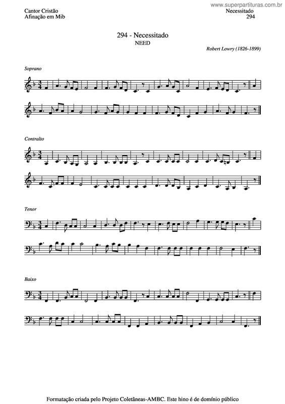 Partitura da música Necessitado v.4