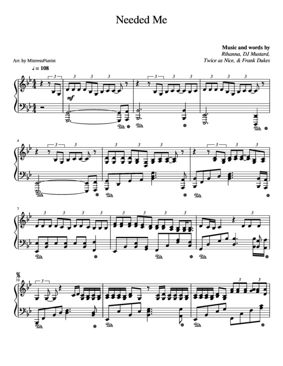 Partitura da música Needed Me