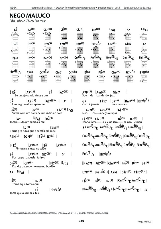 Partitura da música Nego Maluco v.2