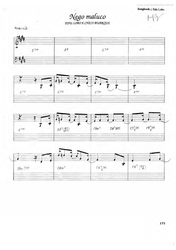 Partitura da música Nego Maluco