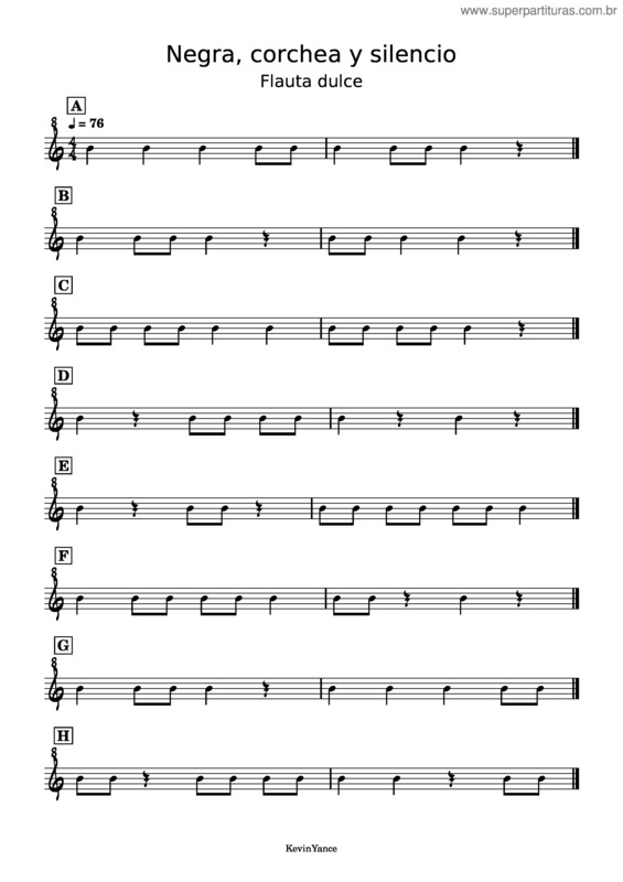 Partitura da música Negra, Corchea Y Silencio