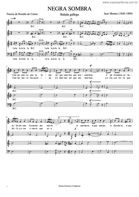 Partitura da música Negra Sombra v.2