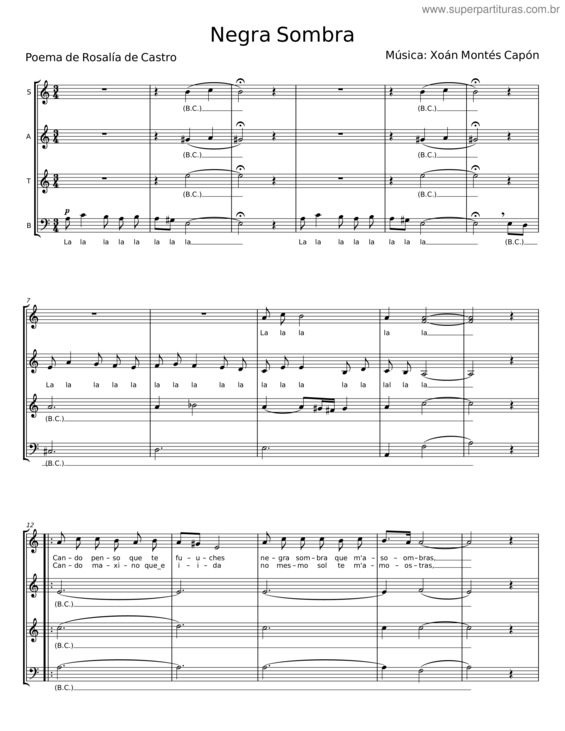Partitura da música Negra Sombra v.3