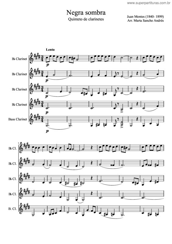 Partitura da música Negra Sombra