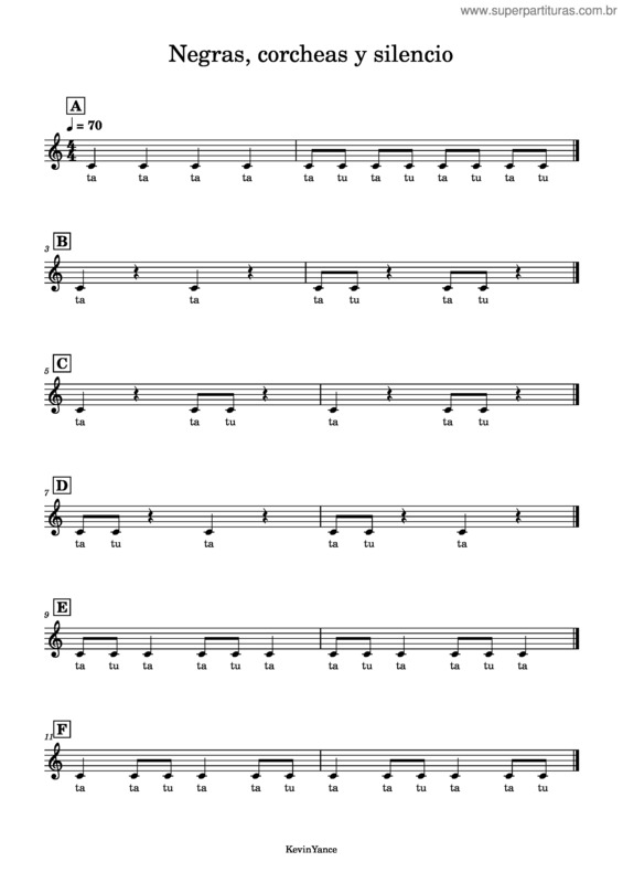 Partitura da música Negras, Corcheas Y Silencio