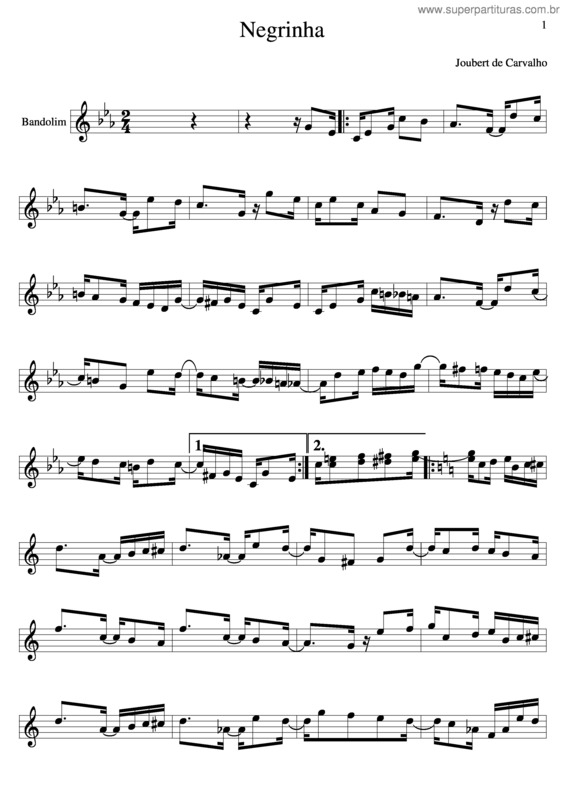 Partitura da música Negrinha