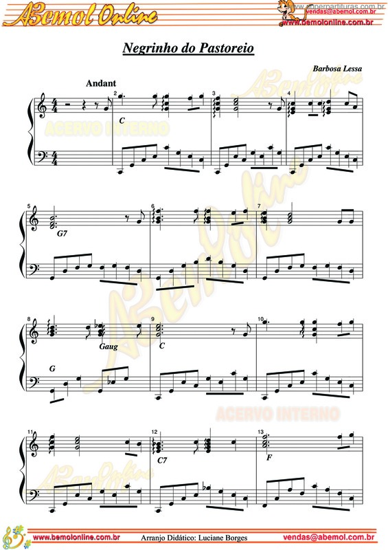 Partitura da música Negrinho Do Pastoreio v.3