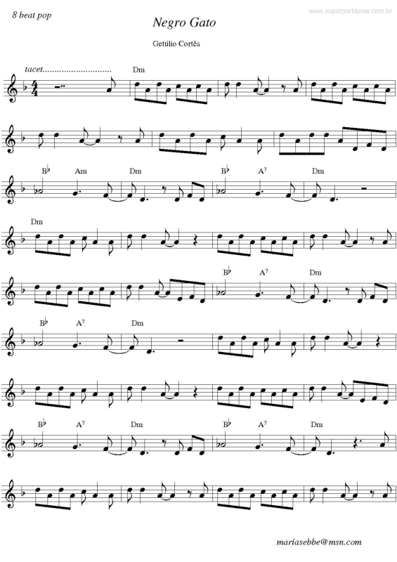 Partitura da música Negro Gato