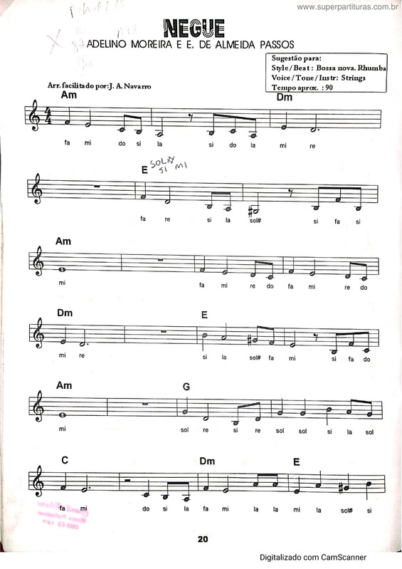 Partitura da música Negue v.5