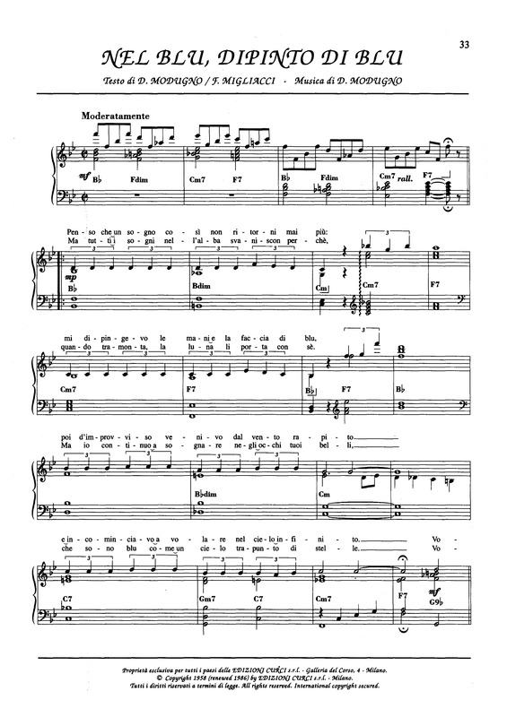 Partitura da música Nel Blu, Dipinto Di Blu (Volare)