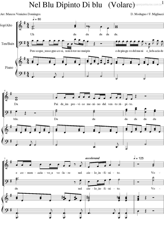 Partitura da música Nel Blu Dipinto Di Blu (Volare)