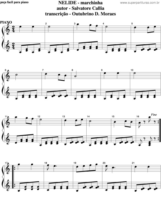 Partitura da música Nelide