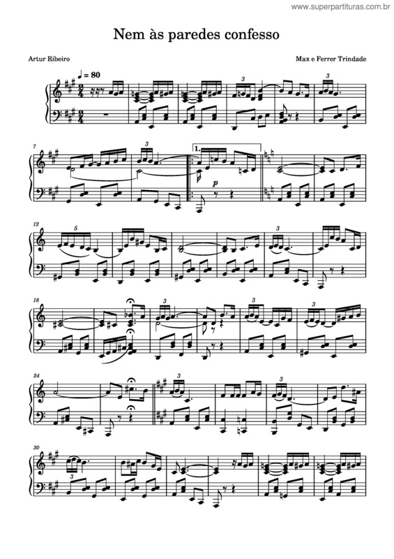 Partitura da música Nem As Paredes Confesso – Amalia Rodrigues