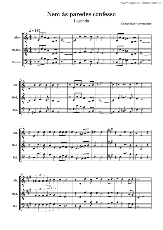 Partitura da música Nem Às Paredes Confesso v.4