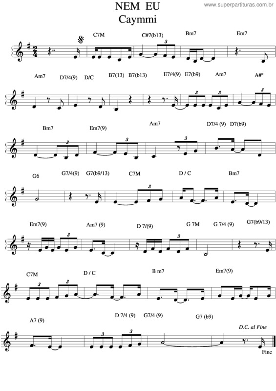 Partitura da música Nem Eu