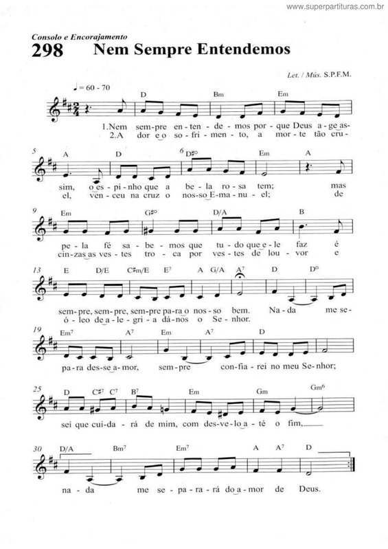 Partitura da música Nem Sempre Entendemos