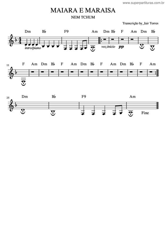 Partitura da música Nem Tchum