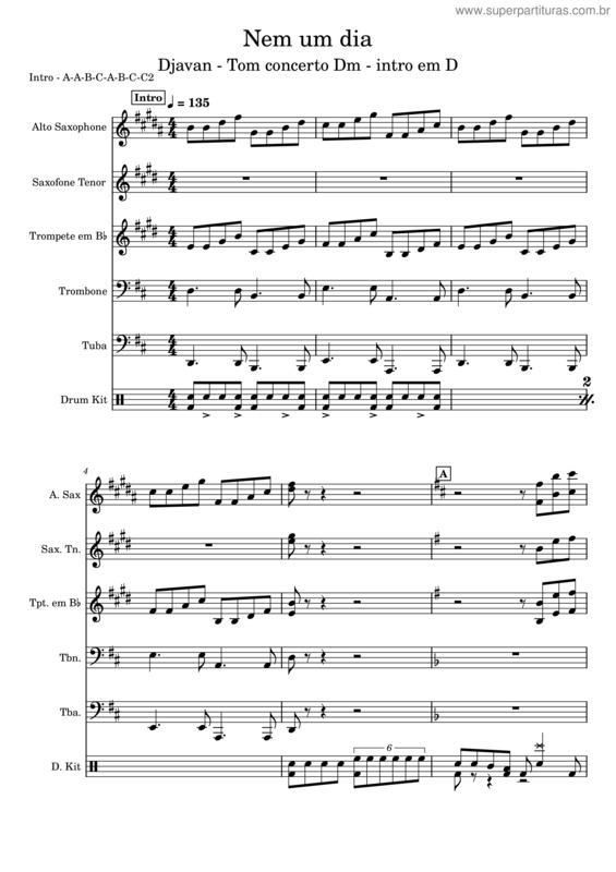 Partitura da música Nem Um Dia – Djavan