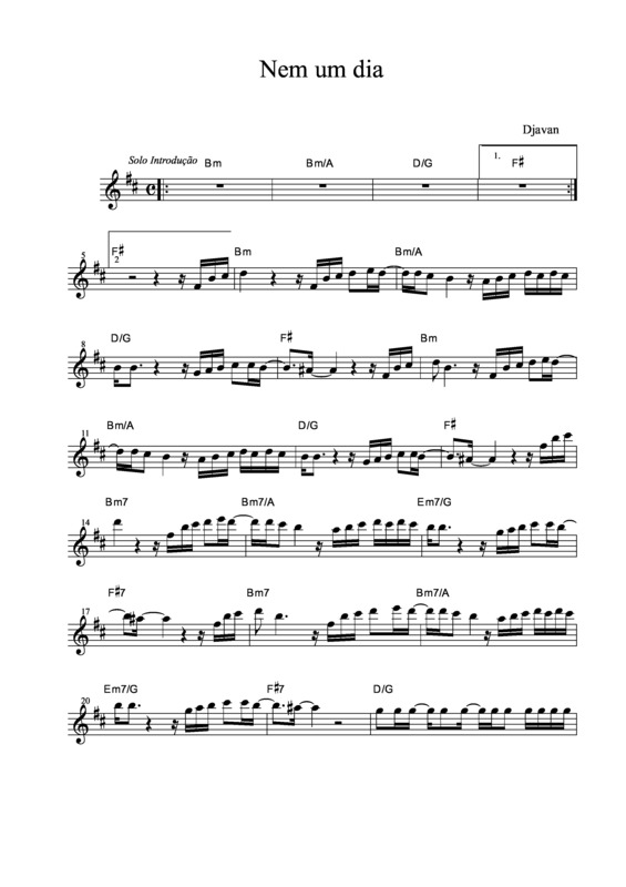 Partitura da música Nem Um Dia v.2