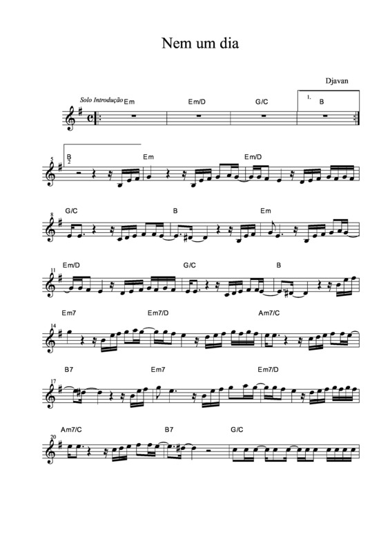 Partitura da música Nem Um Dia v.3