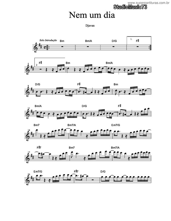 Partitura da música Nem Um Dia