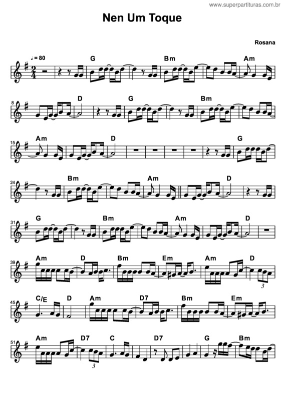 Partitura da música Nem Um Toque v.3