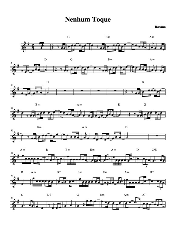 Partitura da música Nem Um Toque