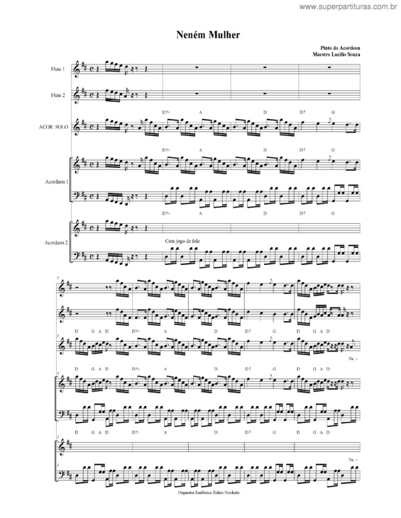 Partitura da música Neném mulher