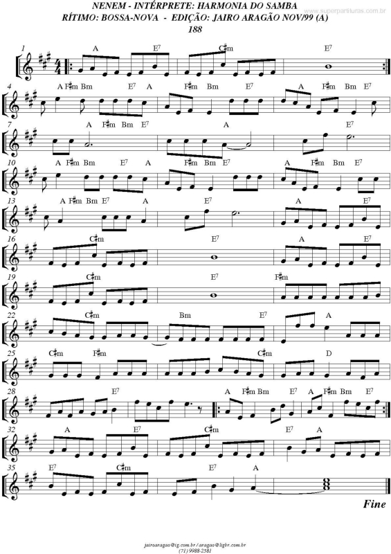 Partitura da música Nenem