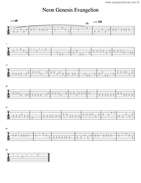 Partitura da música Neon Genesis Evangelion